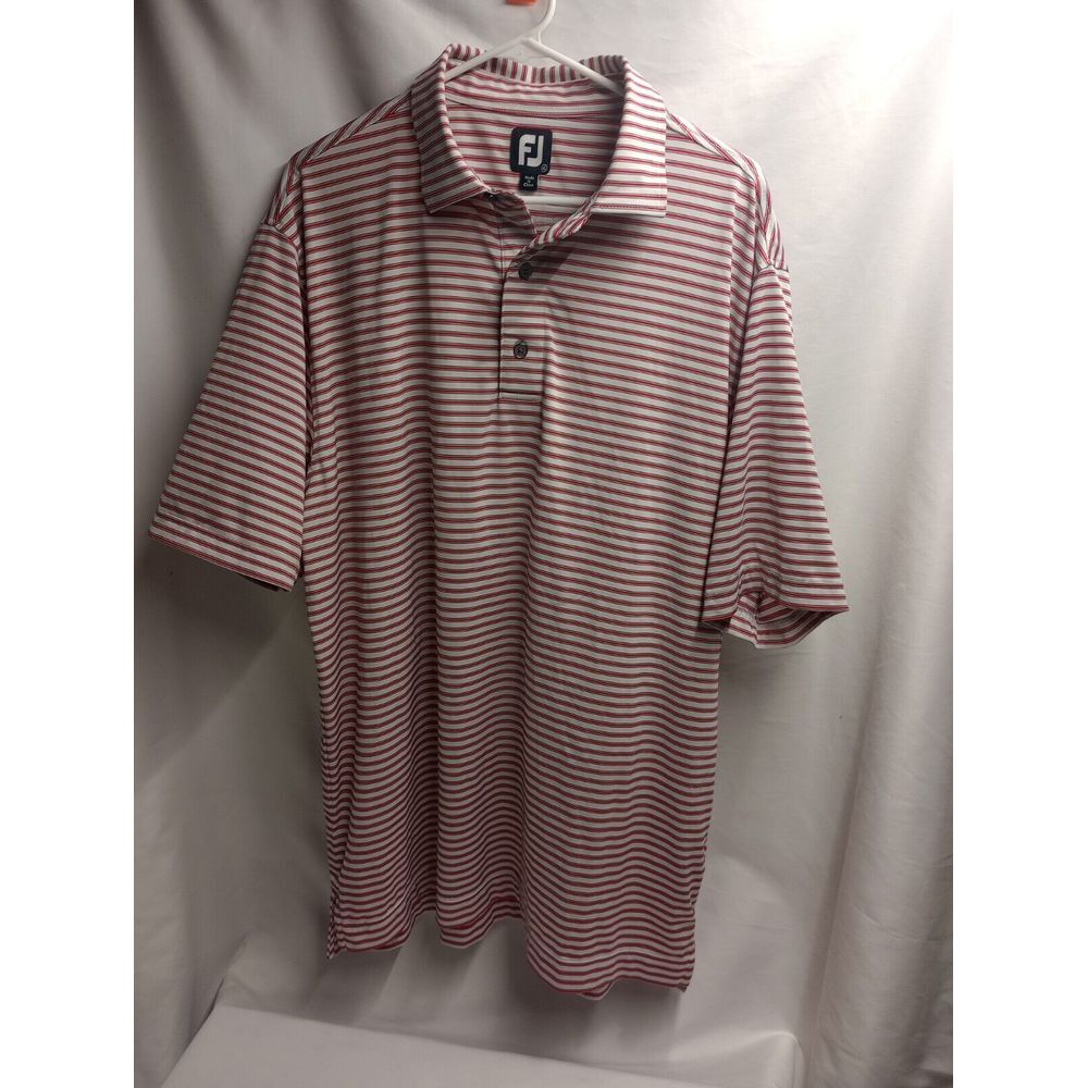 Footjoy‎ FJ Shirt Men XL Red White Golf Polo Short Sleeve Performance